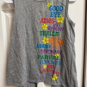 Disney Gray Tank Top with Colorful Farewell Design